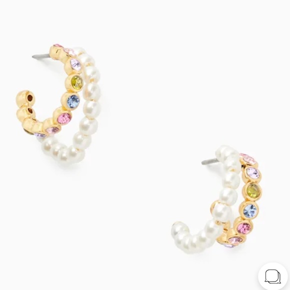 NWT KATE SPADE ♠️ PEARL CAVIAR DOUBLE HUGGIES EARRINGS - Picture 3 of 9